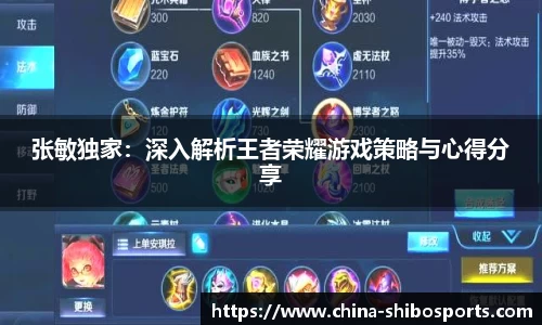 张敏独家:深入解析王者荣耀游戏策略与心得分享